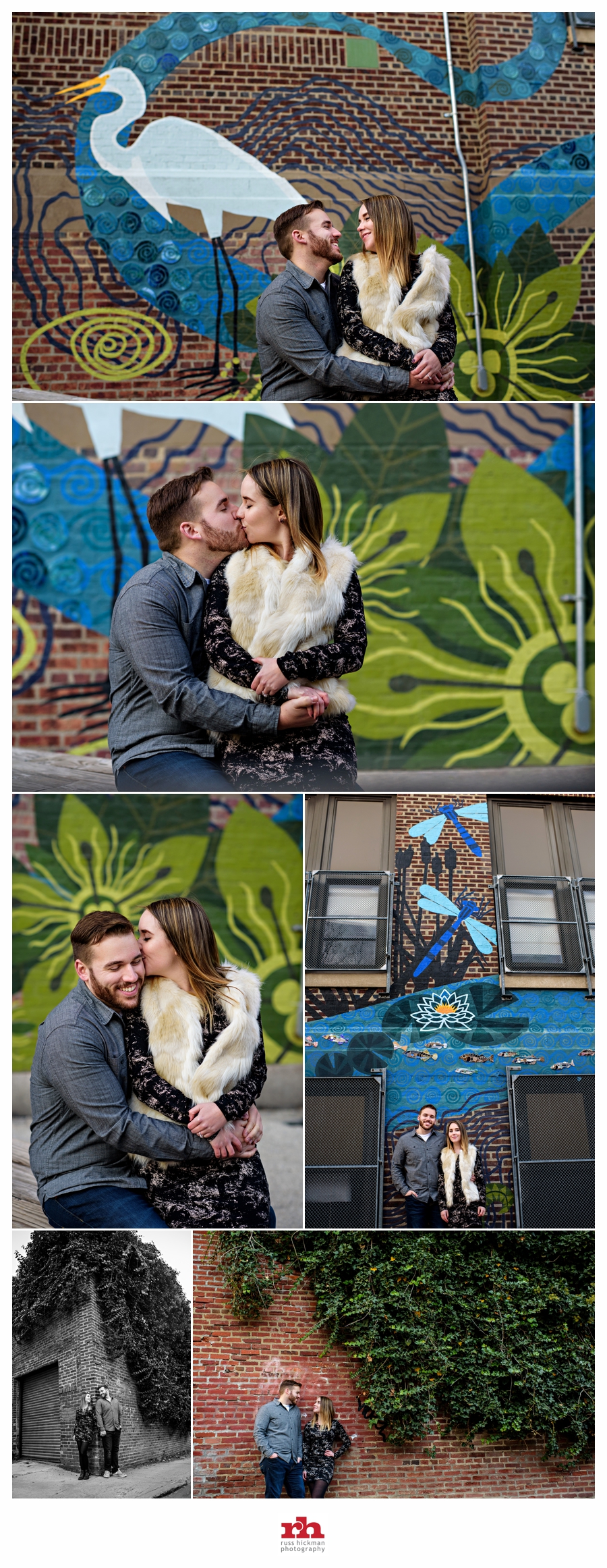 A Couple Kiss in front of a graffiti wall in this Philadelphia Engagement Session.